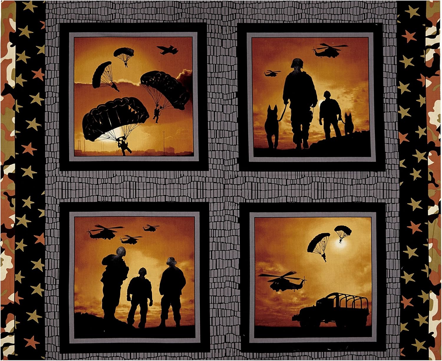 Defenders Of Freedom 36 Panel Amber/Black, Fabric