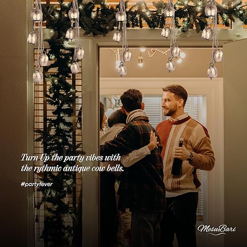 Miniatura 2 de Juego de 4 campanas de viento relajantes, campanas colgantes de metal rústico con cuerda, campanas de hierro para el hogar, jardín, balcón,