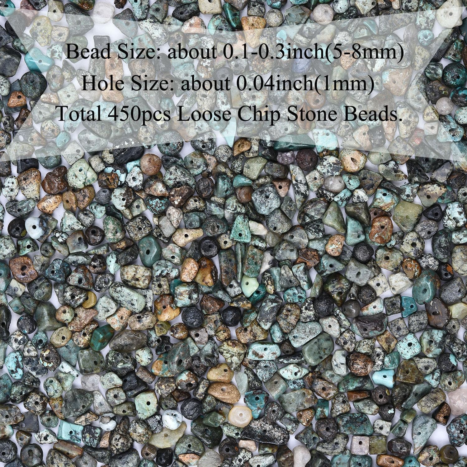 Natural Chip Stone Beads 450pcs African Turquoise Chips 5-8mm Genuine Real Irregular Healing Crystal Rocks Hole Drilled DIY Loose Gemstone Beads for Jewelry Making Bracelet Earrings Necklace Crafting - Image 3