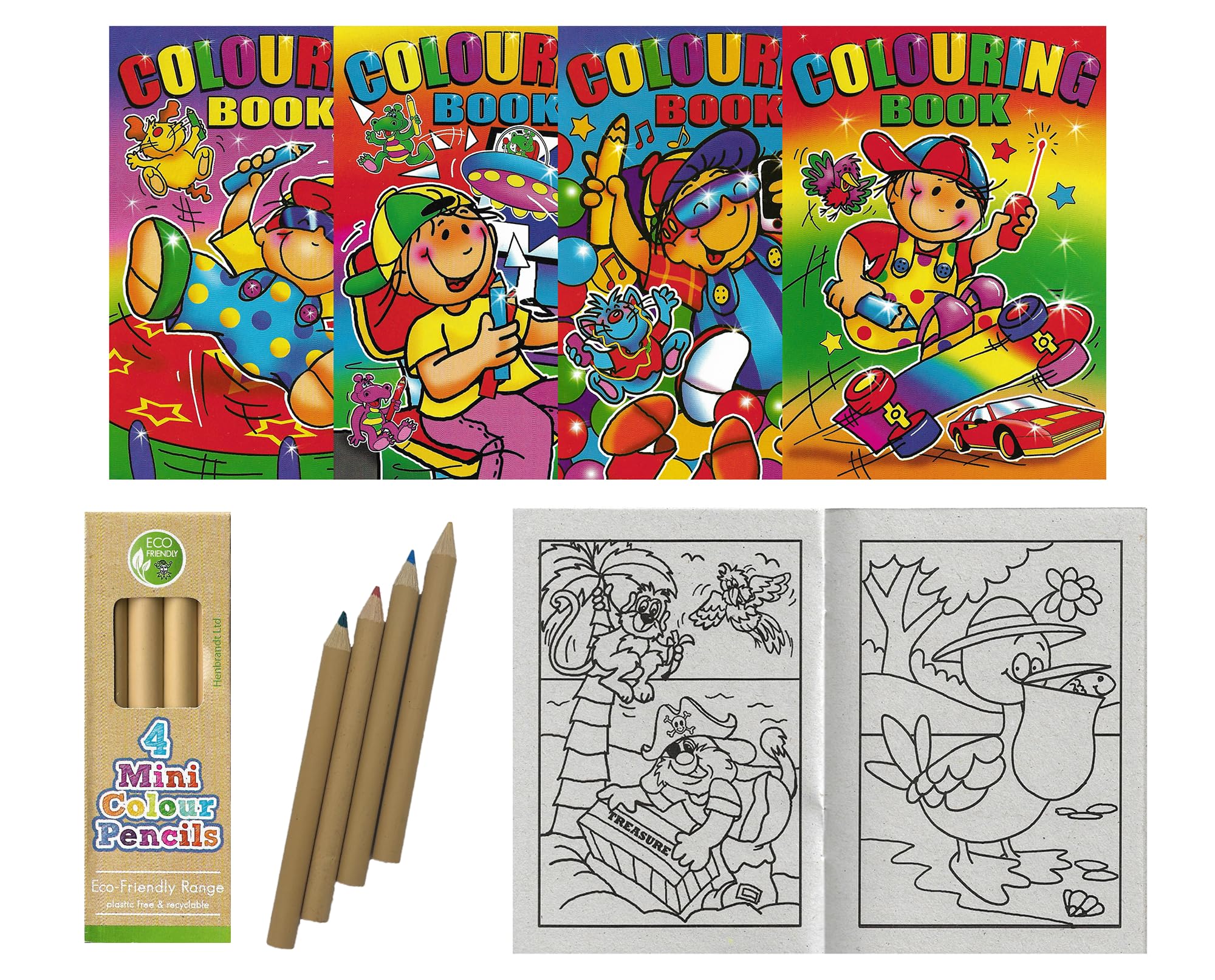 ihoot Pack of 12 A6 Kids Colouring Books and 12 Packs of Colouring Pencils, Multicolor, Small - Image 2