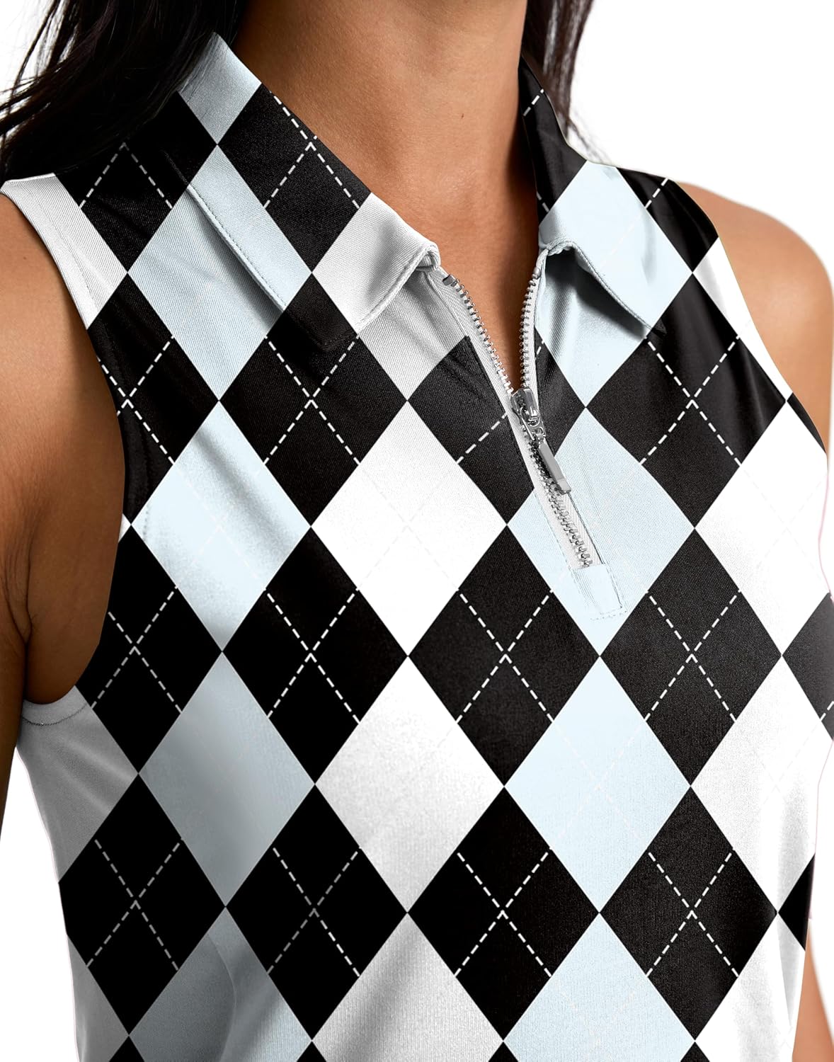 G Gradual Womens Golf Shirt Sleeveless Zip Up Polo Shirts for Women Collared Lightweight Tennis Athletic Tank Top