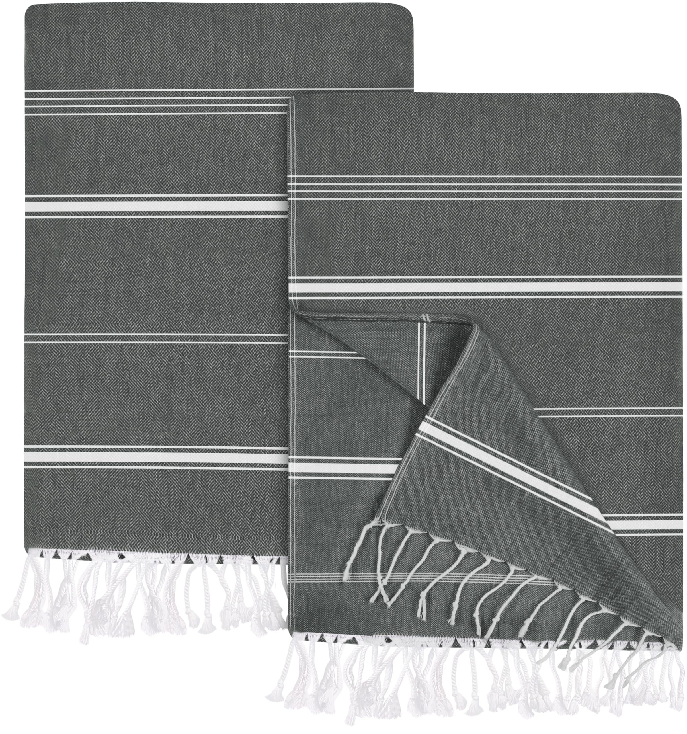 Utopia Towels Pack of 2 Turkish Beach Towel, 40 by 72 Inches, Oversized 100% Cotton, Sand Free Lightweight Absorbent Quick-Dry Beach Blanket, Extra Large Turkish Bath Towels for Travel and Pool, Grey