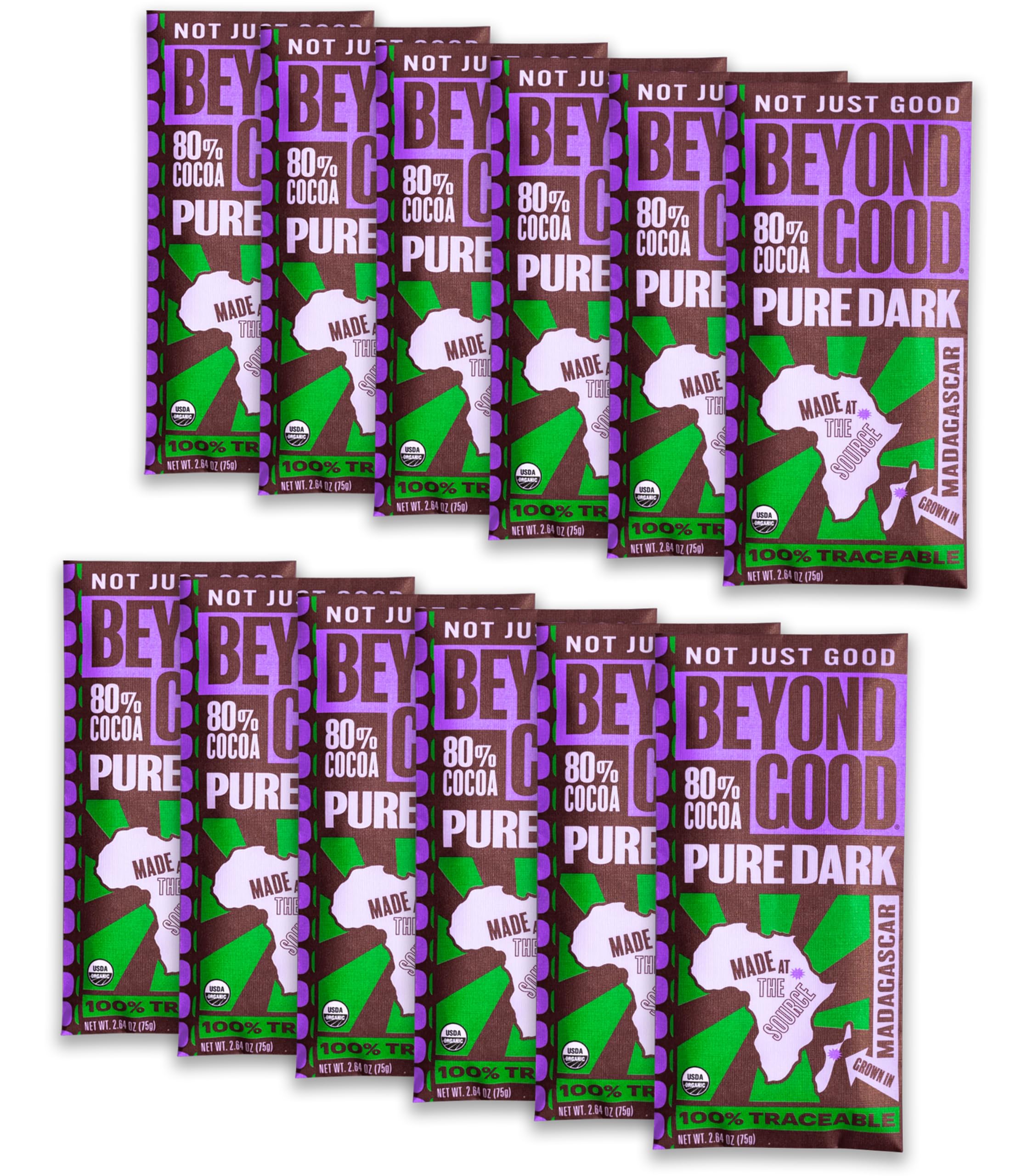 Amazon.com : Beyond Good 80% Cocoa Pure Dark Chocolate | 12 Pack