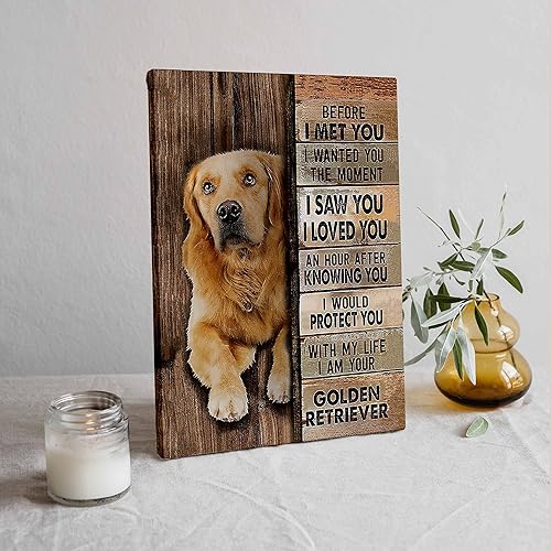 Miniatura 2 de Tizzer Lienzo decorativo para pared con texto en inglés "I Am Your Golden Retriever", bonito póster de Golden Retriever de 11 x 14 pulgadas,