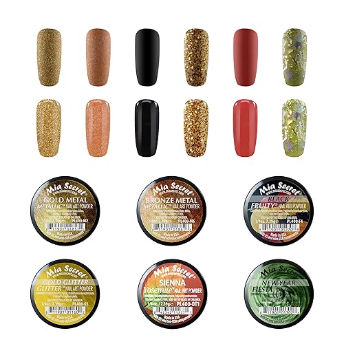 Mia Secret Colecciones de mezcla de polvo acrílico con temática de otoño (6 unidades) fabricadas en Estados Unidos (hojas de otoño)