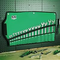 Vista 8 de SK Reversible Ratcheting Wrench Set, Combination Wrench Set, 16-Piece, Metric, 72-Tooth, Premium CR-V Construction, with Rolling Pouch
