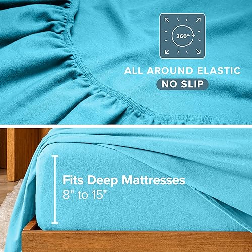 Vista 92 de Bare Home Juego de sábanas de franela 100% algodón, terciopelo suave y pesado, franela de doble cepillado, bolsillo profundo (King, verde bosque)