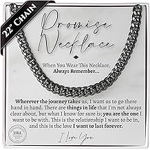 Love You This Much Promise Cuban Chain Necklace for Him, 7mm Thick, Sentimental Gift for Him, BF Gift for Birthday, Gift Ideas for Boyfriend