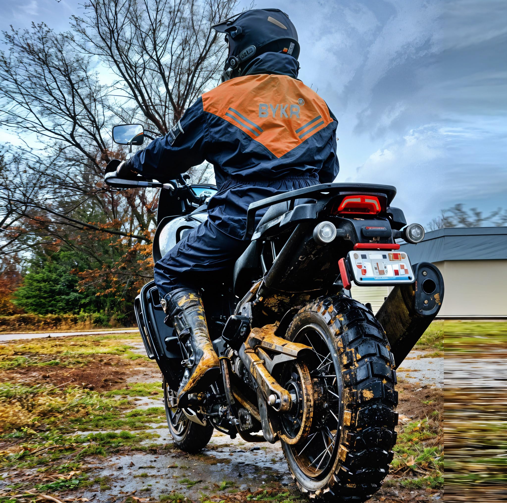 BYKR Wodoodporne outdoorowe kombinezony przeciwdeszczowe na motocykl, dla mężczyzn i kobiet, 2-częściowe, oddychające i wiatroszczelne, ochrona przed mokrą pogodą, motocross, sprzęt przeciwdeszczowy