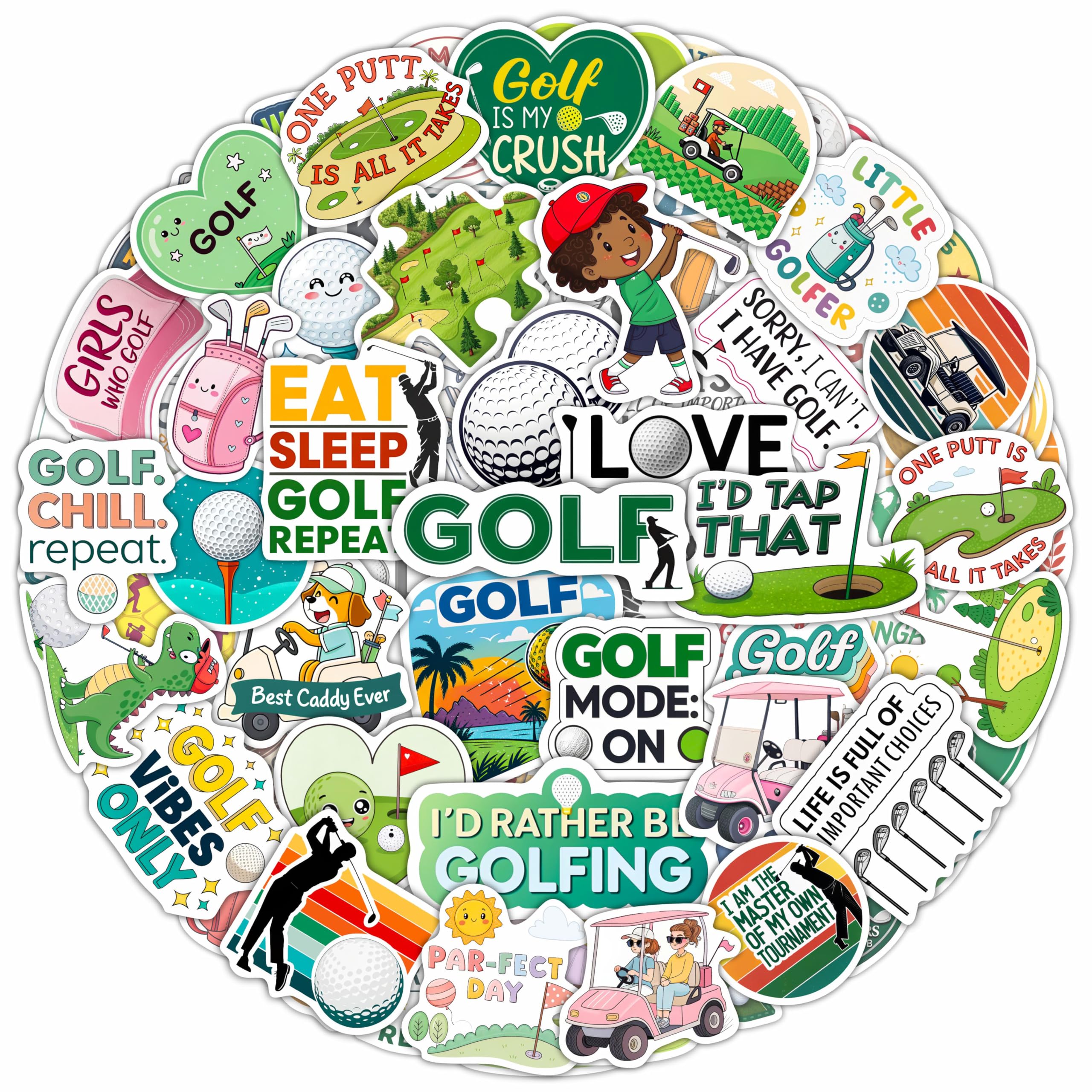 100Pcs Funny Golf Stickers for Water Bottle, Cart, Laptop - Funny Golf Gifts, Party Favors & Decoration - Golfing Stickers and Decals - Gift for Women & Men