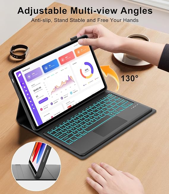 Keyboard Case for Xiaomi Redmi Pad 2 Pro 12.1'' 2025/Mi Pad Pro2024/Xiaomi Poco Pad 12.1Inch Case with Trackpad, Detachable Wireless Touch Keypad for Redmi Pro 12.1in Tablet with Backlit, Black