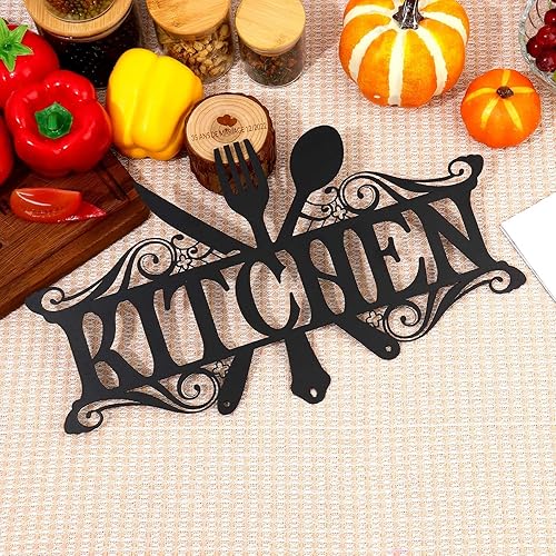 Miniatura 6 de Arte de pared de metal para cocina, decoración rústica de cocina, decoración de cocina de granja para pared, decoración de metal negro para comedor