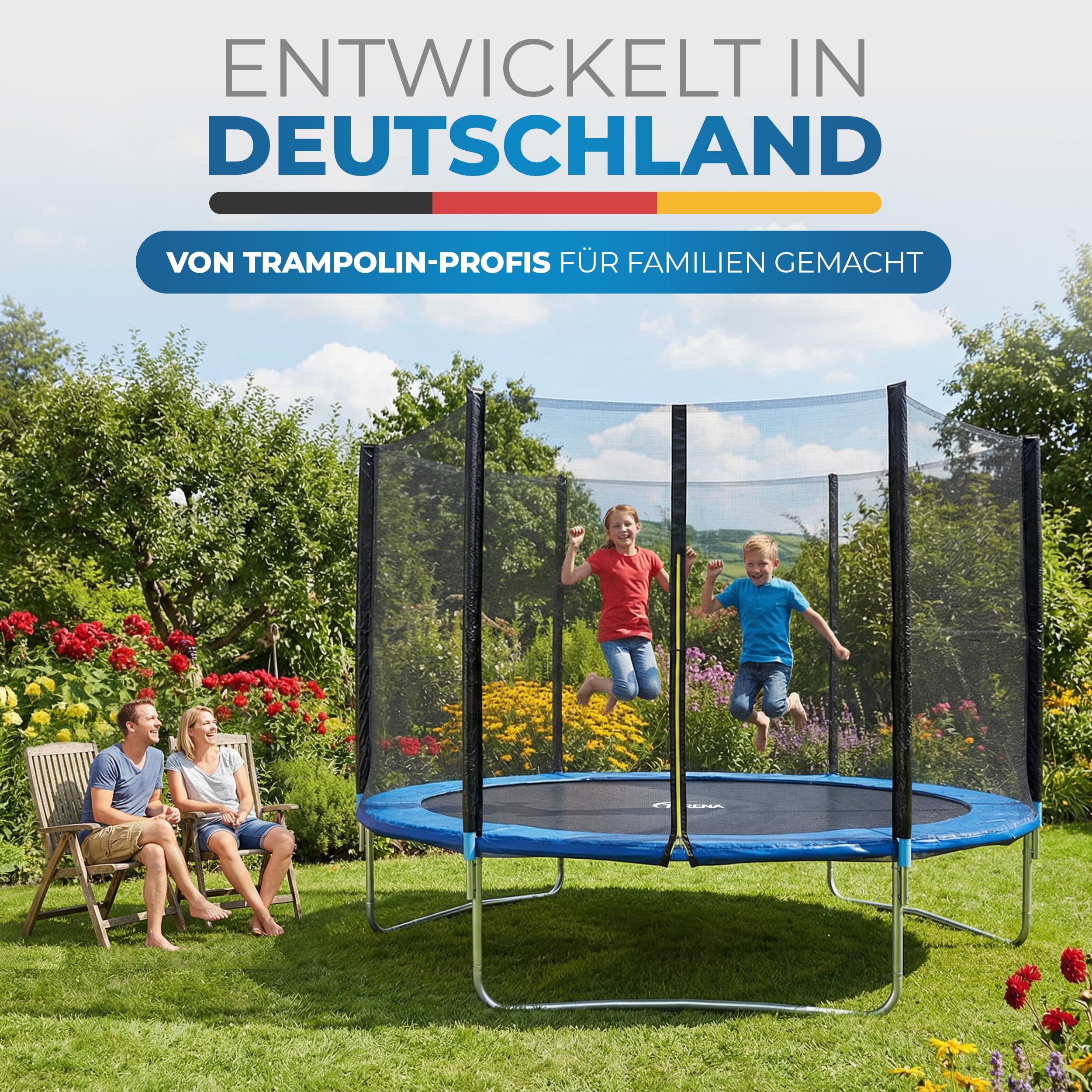 Terena Trampolin Ersatznetz Sicherheitsnetz außenliegend – Trampolinnetz – UV-beständig und reißfest – Hochwertiges Trampolin Netz Ø 244 305 366 396 427 cm