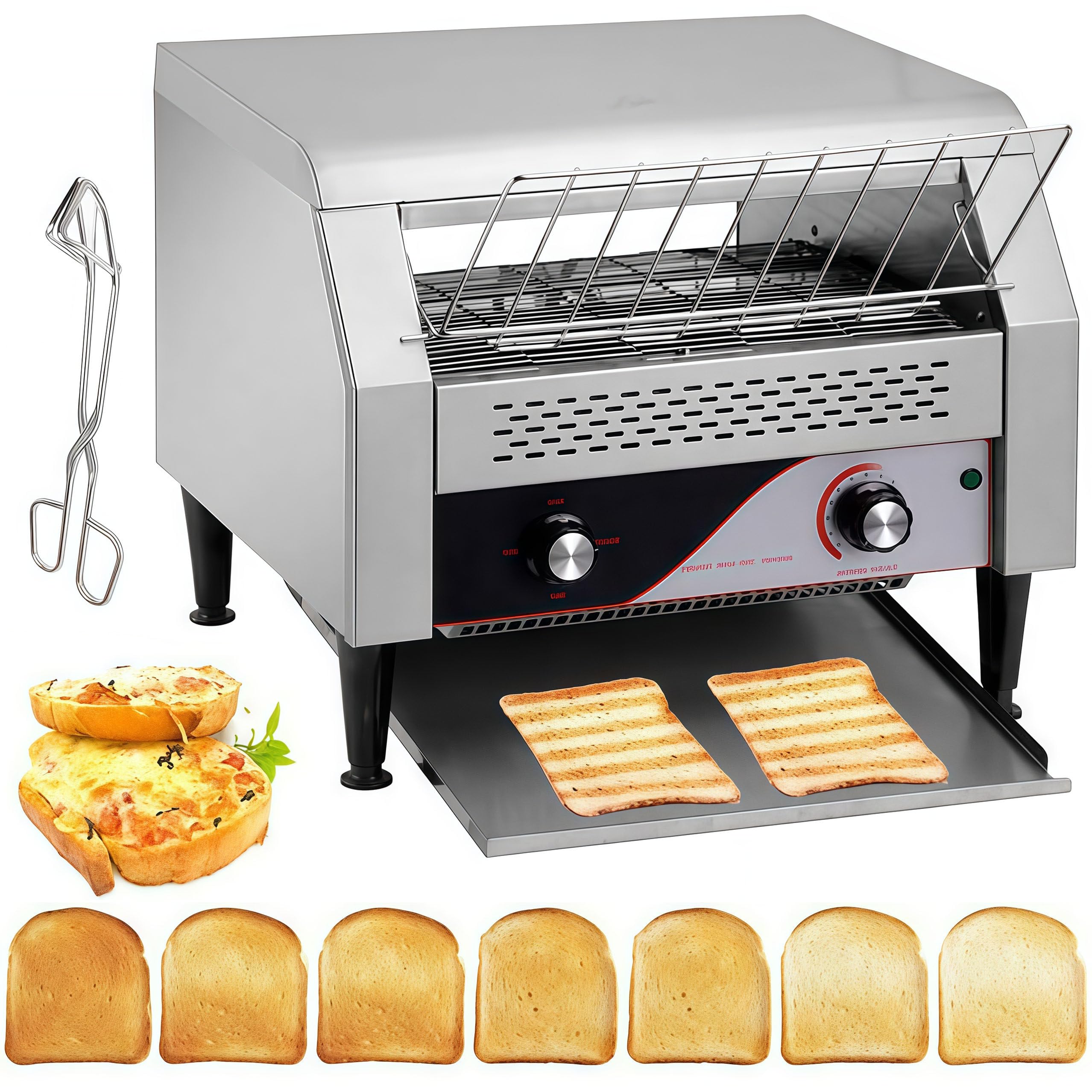 Tostapane Commerciale,150/300/450 Fette/Ora,Tostapane A Nastro,Tostapane Rotante in Acciaio Inossidabile per Impieghi Gravosi，Tostapane A Nastro per Panini, Bagel, Pane 150