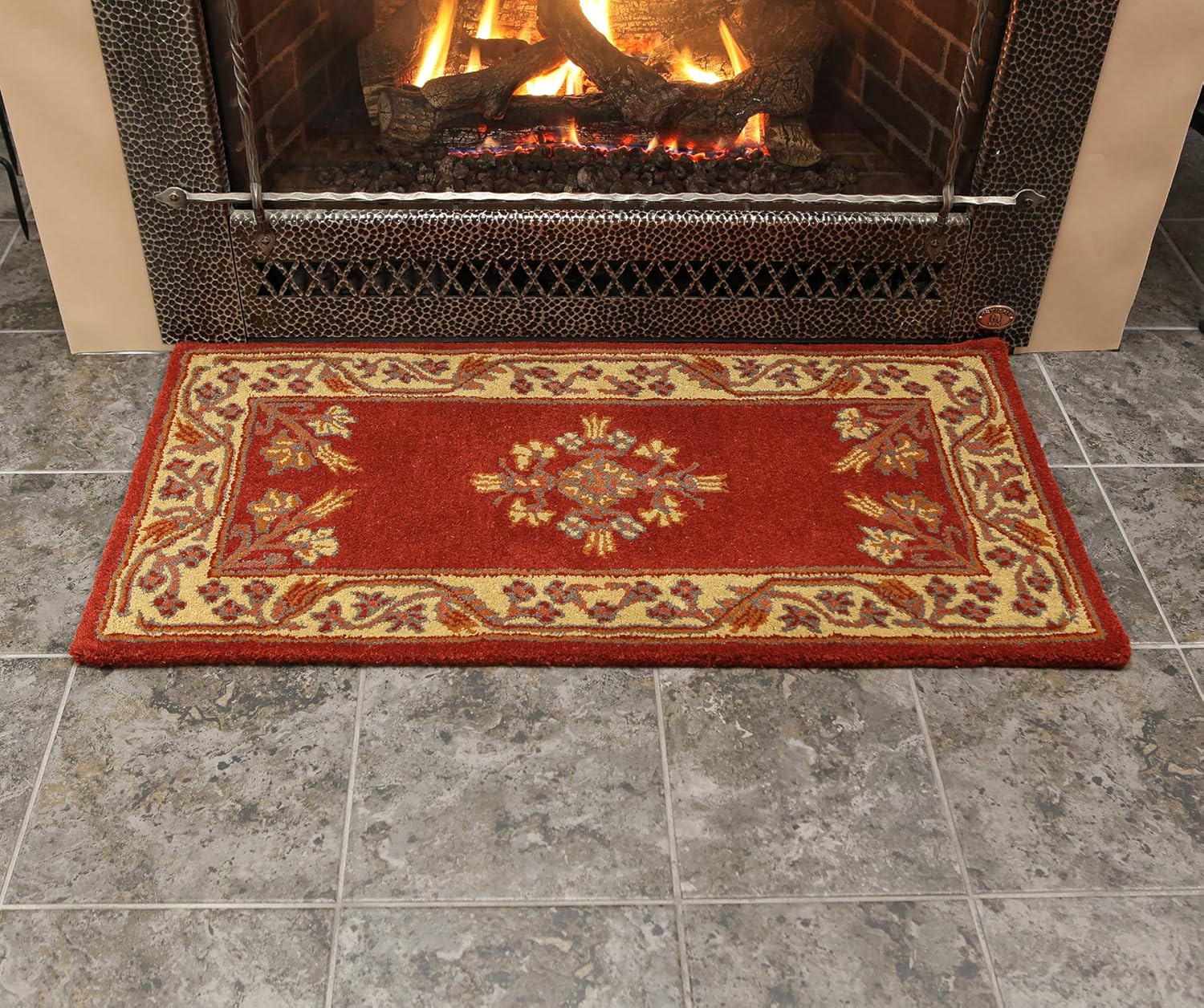 Minuteman International Vermillion Jardin Wool Hearth Rug, Rectangular