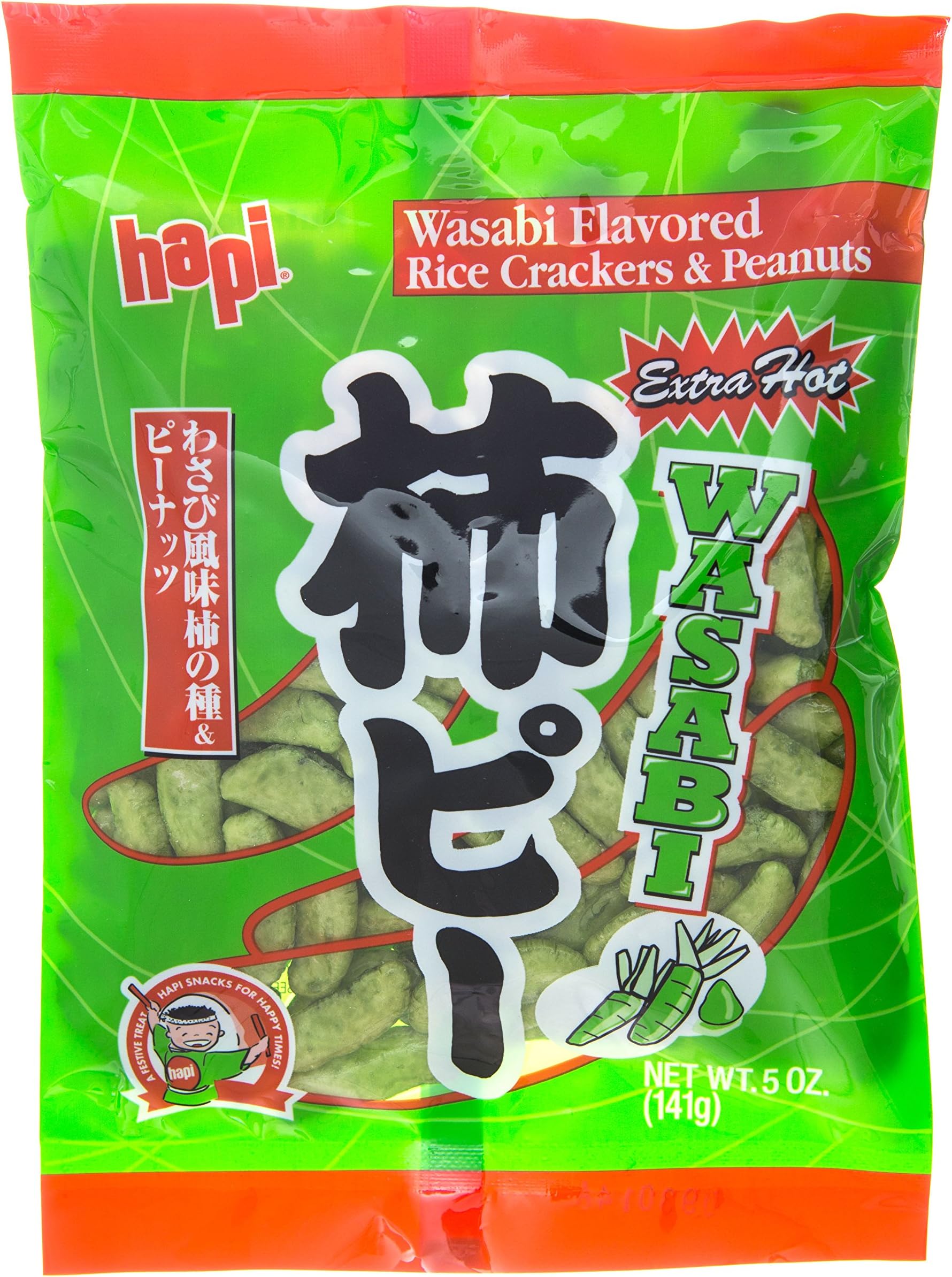 Hapi Kaki Pea Wasabi, 5-Ounce (Pack of 6)