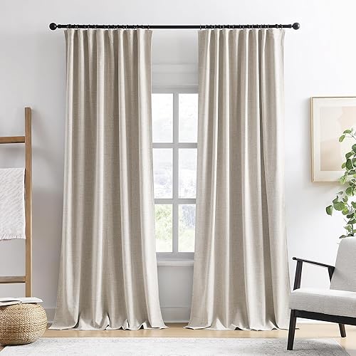 RAIN City Extra breite Vorhänge, 250 cm lang, 2 Paneele, vom Boden bis zur Decke, maßgeschneidert, Boho, Geräuschreduzierung, Schienensystem, Vorhangpaneele für Landvilla, Rückenfaltenband mit Haken
