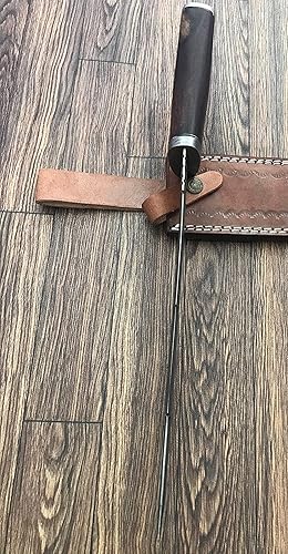 Miniatura 7 de RG-22 - Cuchillo de caza hecho a mano de acero de Damasco de 13,5 pulgadas, mango de madera de marindi exótico