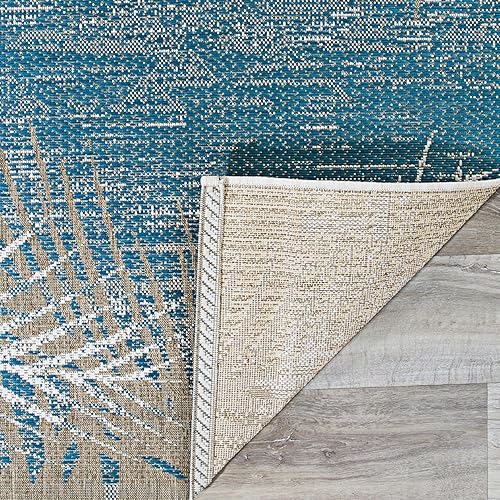 Miniatura 4 de Couristan Monaco Tropical Palms alfombra de área para interiores y exteriores, 3 pies 9 pulgadas x 5 pies 5 pulgadas, océano