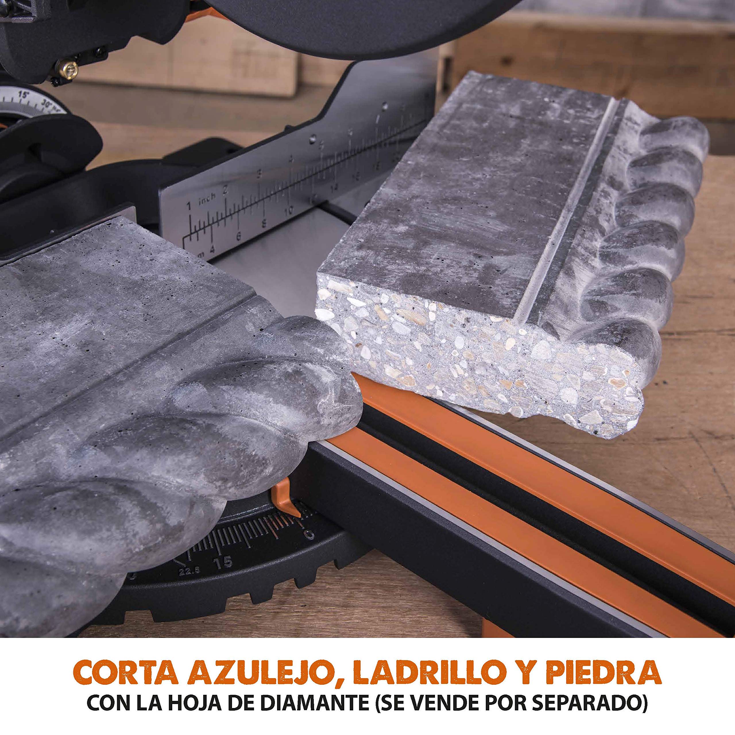 Evolution Power Tools R255SMS Sierra ingletadora Deslizante multimaterial, con Paquete Plus, Corta acero dulce, aluminio, plástico, madera con clavos incrustados 230 V, 255 mm
