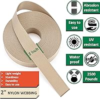 Vista 2 de Correa de nailon de 2 pulgadas con clips deslizantes de plástico Tri-Glide, correa de nailon resistente de 10, 25, 50 yardas