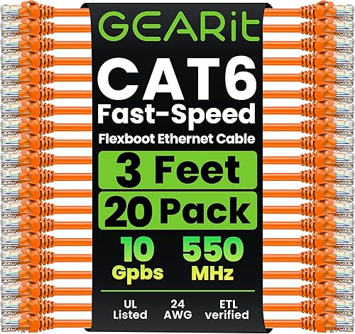GearIT Cable Cat6 de 0.5 pies y 6 pulgadas, cable Ethernet Cat6, cable Ethernet Cat 6, cable de conexión Cat6, cable de conexión Cat 6, cable de red