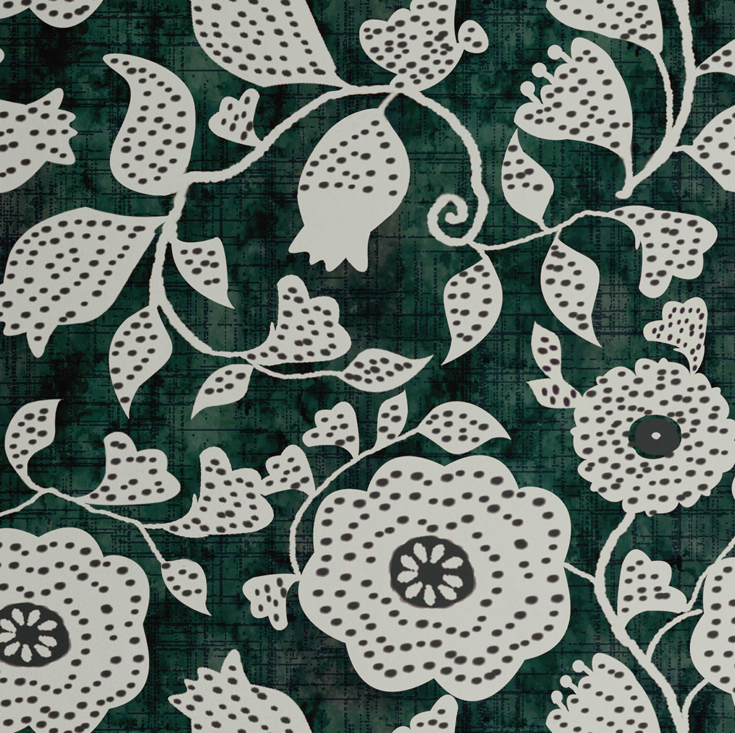 Papier peint floral vert 63x304 cm en vinyle texturé autocollant S4Sassy