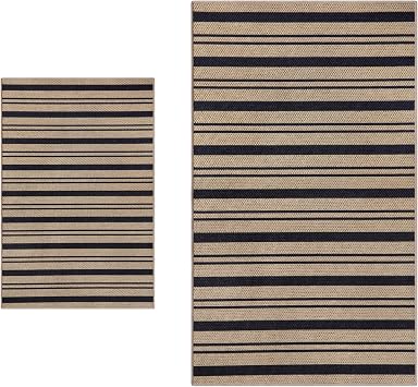 Tangsoo Regular Stripe Easy Jute Rug,2x3 and 3x5 Washable Outdoor Rug,Non Slip Area Rug Farmhouse Door Mat for Kitchen Bedroom Entryway Living Room Patio