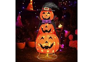 Lulu Home 3.5FT Light Up Halloween Decoration: Plug-In Pumpkin Lantern Garland with Vampire Cloak