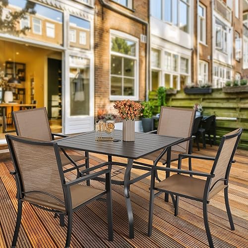 Miniatura 2 de Anmutig Sillas de comedor de textileno para patio al aire libre, apilables, ahorran espacio, sillas de jardín para todo tipo de clima, sillas de