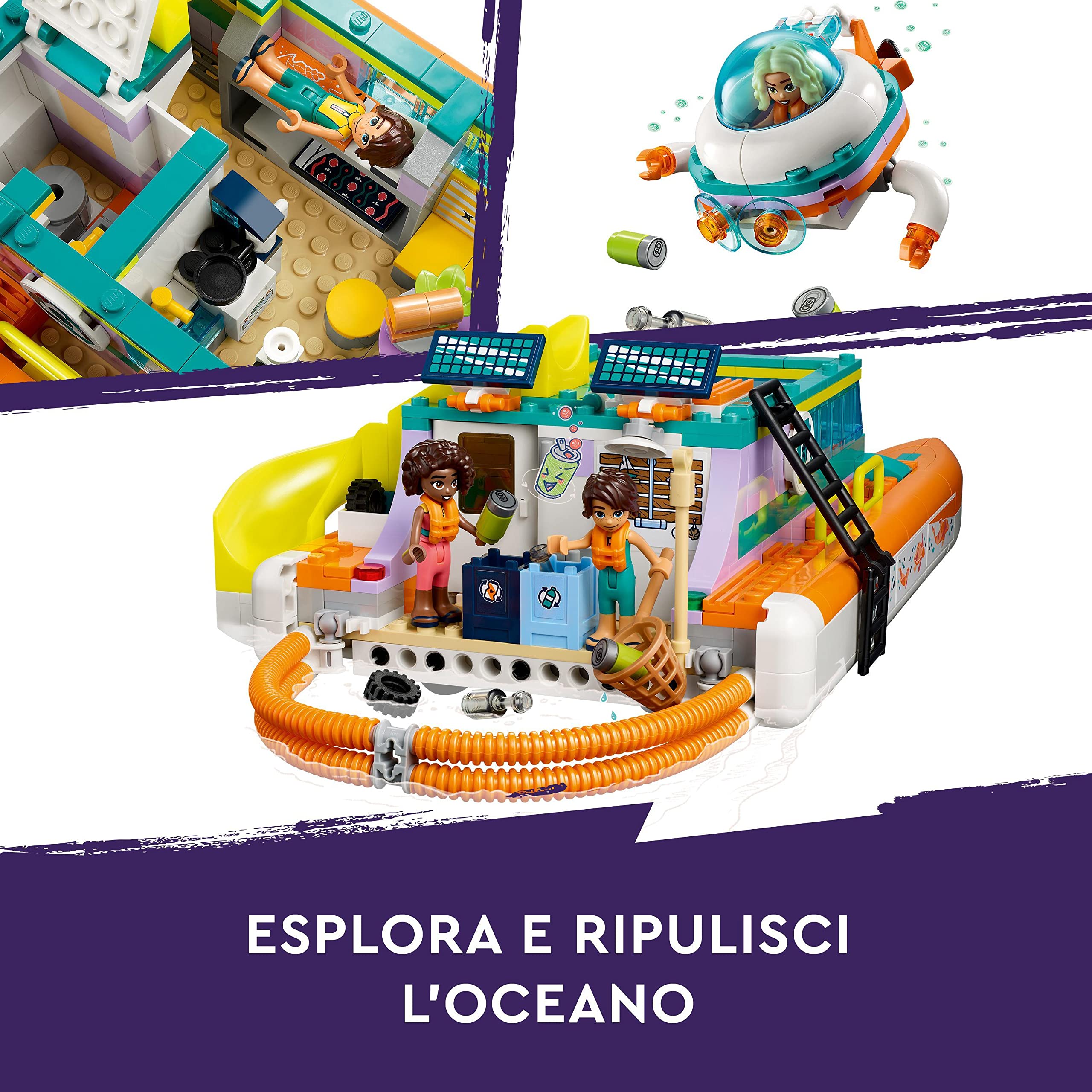 LEGO Friends Catamarano di Salvataggio, Barca Giocattolo con Figure di Animali e Sottomarino, Giochi Creativi per Bambine, Bambini, Ragazze e Ragazzi da 7 Anni, Set Eco-Educativo, Idea Regalo 41734