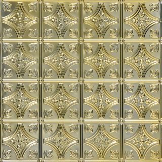 Shanko SKPC209-gn-24x24-N-12 Tiny Tiptoe Stamped Metal Nail-up Tin Ceiling Tile (48 sq. ft), Gold Nugget, Pack of 12