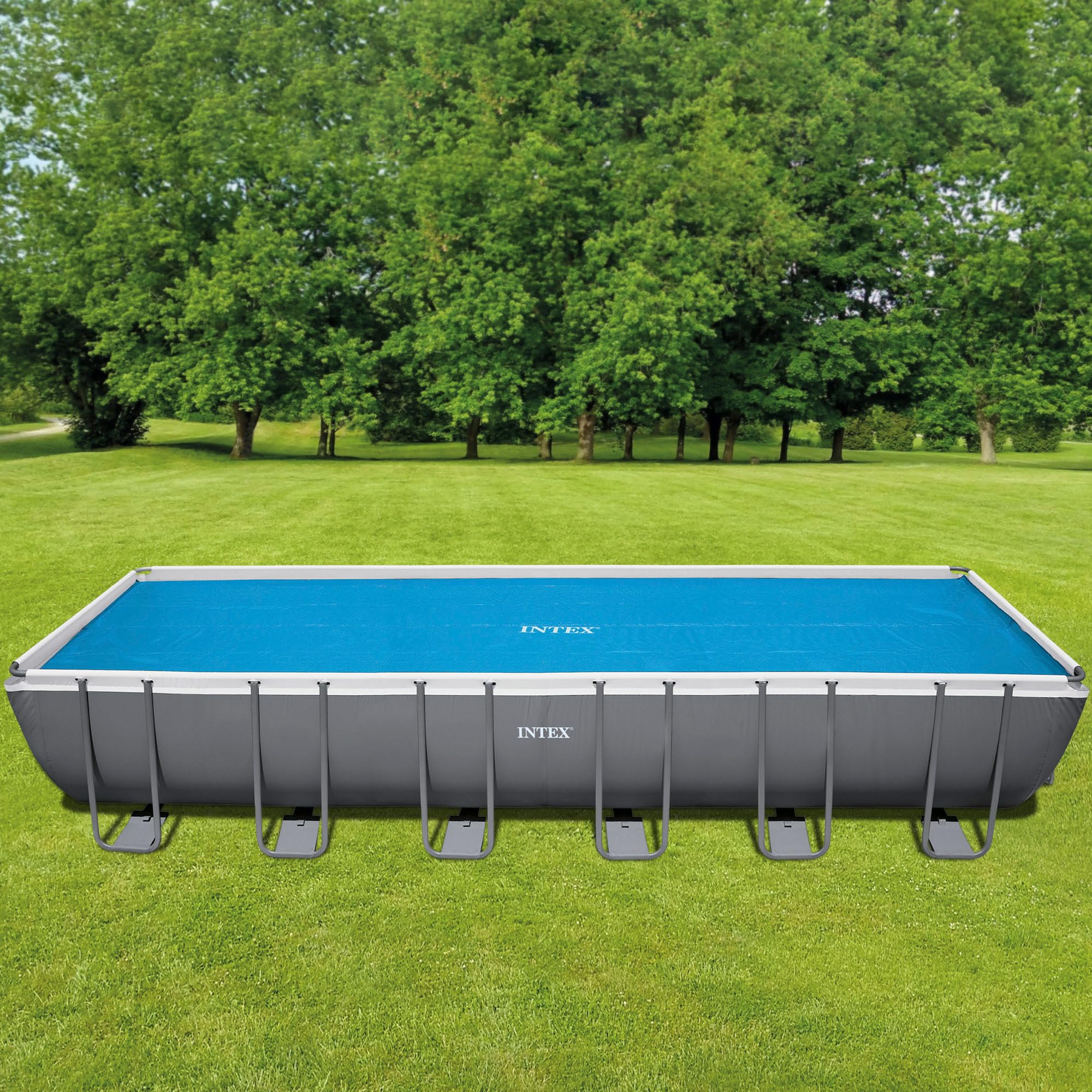 Intex Solarabdeckplane für Ultra Frame rechteckig 732 x 366 cm, Stärke 160 Mikron, Fertigungsmaß: 716 x 346 cm, 28017 Blau