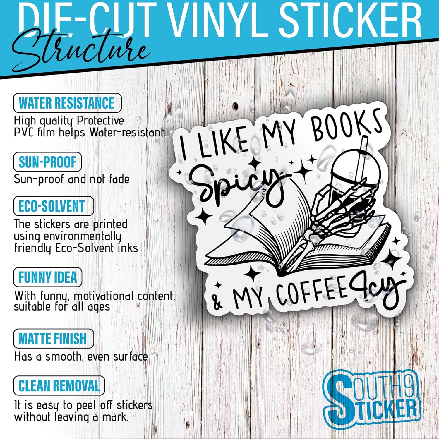 (3Pcs) I Like My Books Spicy and My Coffee ICY Sticker Funny Skeleton Book Lover Iced Coffee Bookish Reader 2" Waterproof Die-Cut Vinyl Sticker for Laptop Kindle Sticker Decal Gifts for Her 2 Inches image 4 of 6 B0CJV7YL78