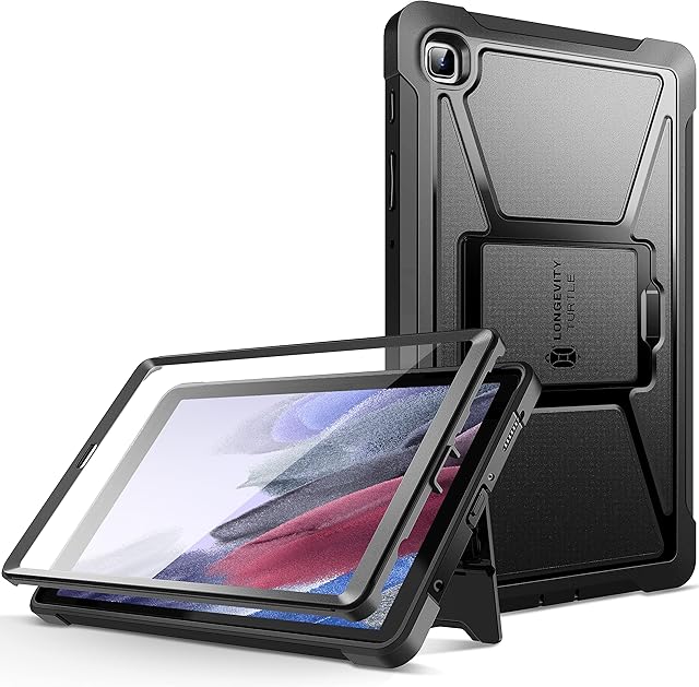 ZtotopCases Case for Samsung Galaxy Tab A7 Lite 8.7 inch 2021 Tablet (SM-T225/T220), Built-in Screen Protector, Dual Layer Shockproof Full Protective Cover with Kickstand - Black