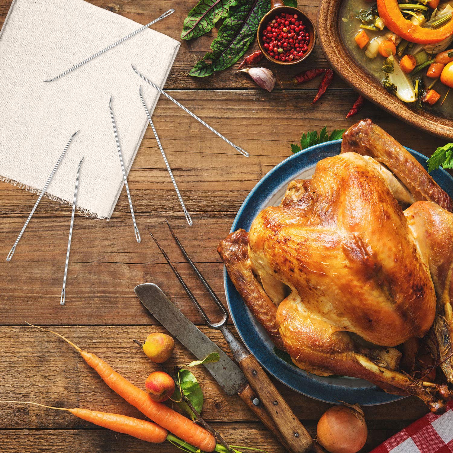 WILLBOND 9 Pieces Poultry Lacing Kit, Turkey Lacer 7 Inch Meat Trussing