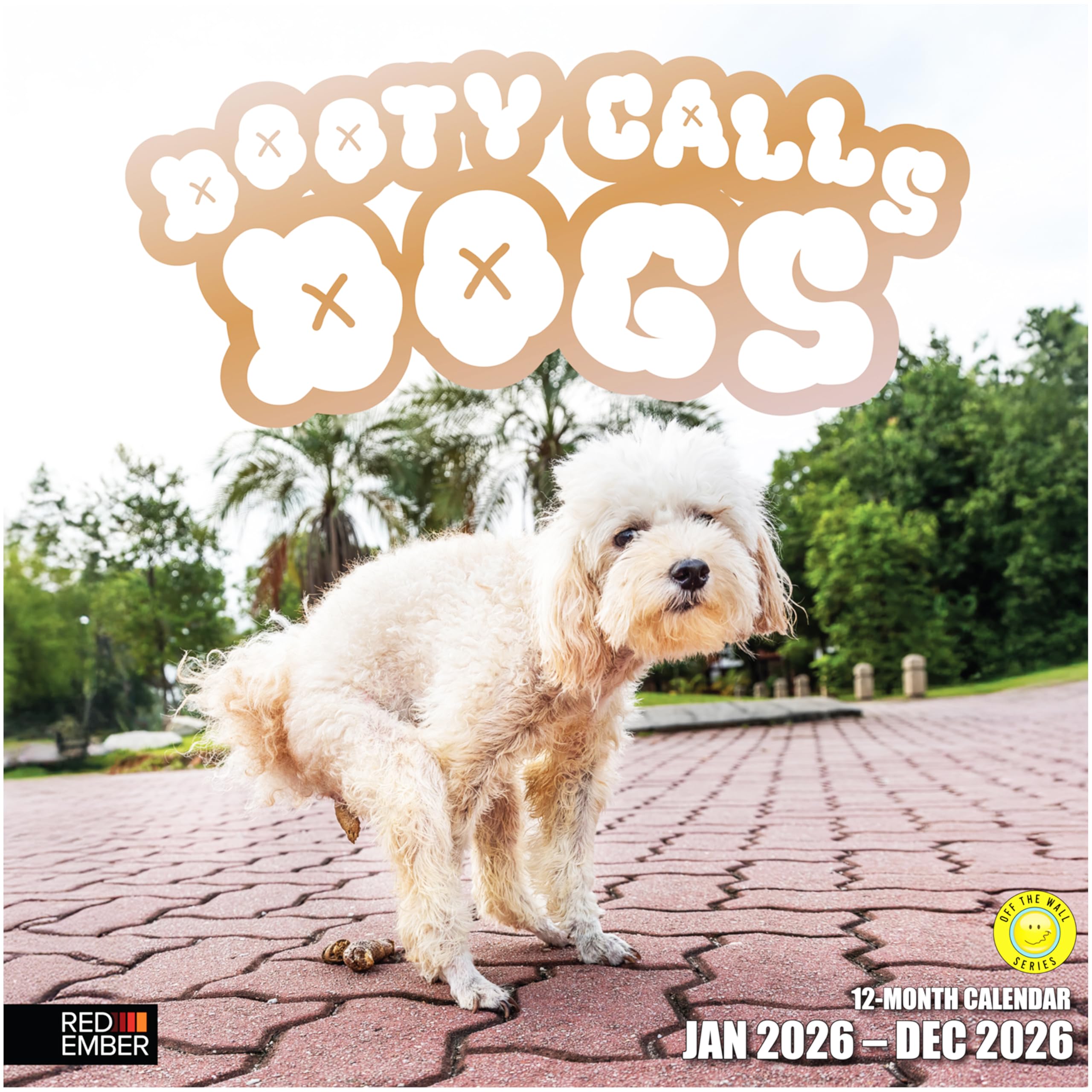 RED EMBER Funny Dooty Calls Dogs 2026 Wall Calendar 12 Month | 12" x 24" Open | Thick &amp; Sturdy Paper | Giftable | White Elephant Gifts for Adults Pooches Puppy Dog Calendar 2026
