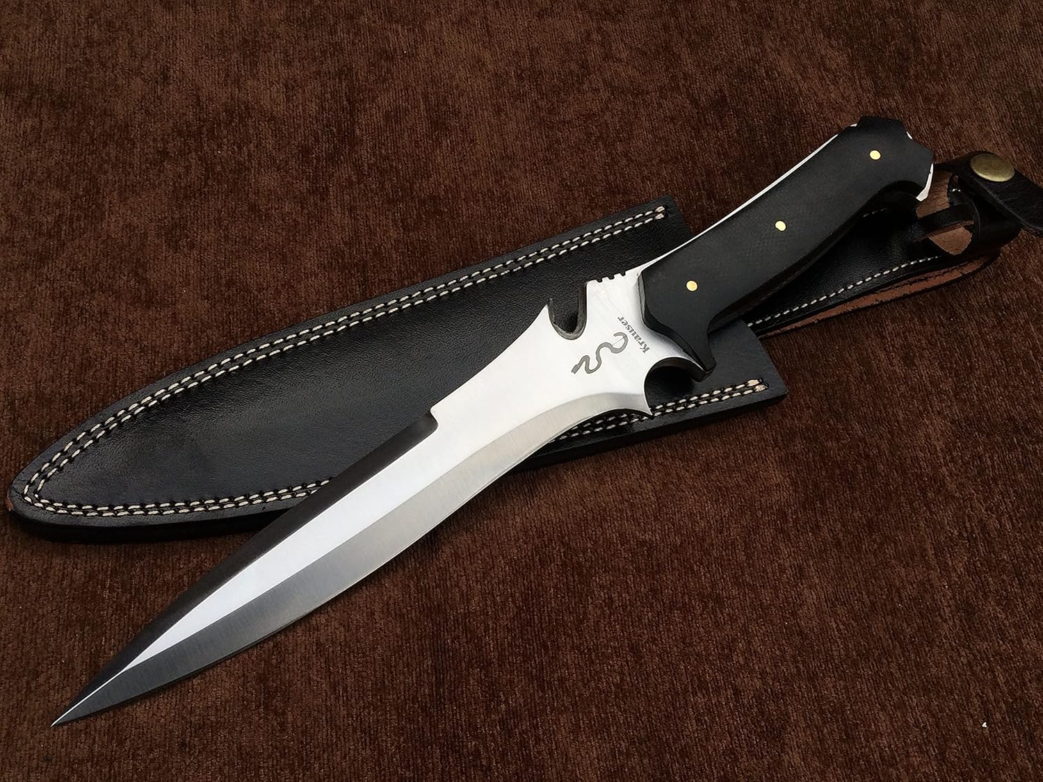 Sufi Damascus Custom Handmade 5160 Spring Steel RE4 Krauser Knife, Hunting knife, Gaming Knife