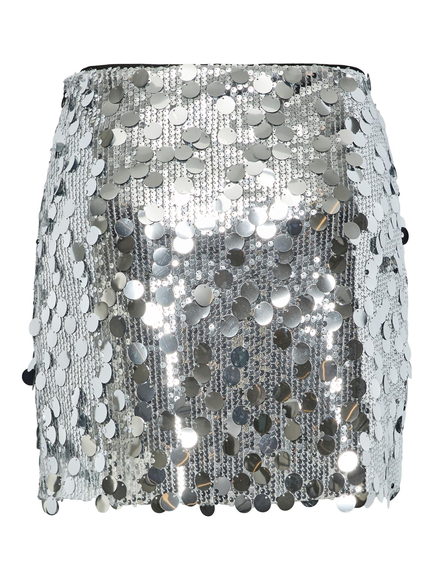 Image secondaire de Jupe Mini Paillettes Argentée Pcmalou de PIECES