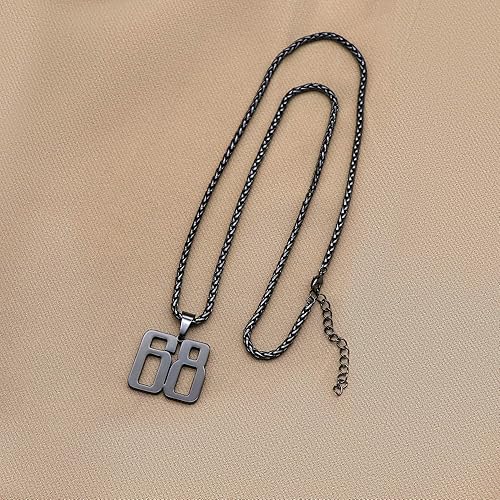 Miniatura 4 de Collar personalizado con números deportivos para niños, atletas de acero inoxidable, cadena negra con dije de número 00-99, joyería elegante para