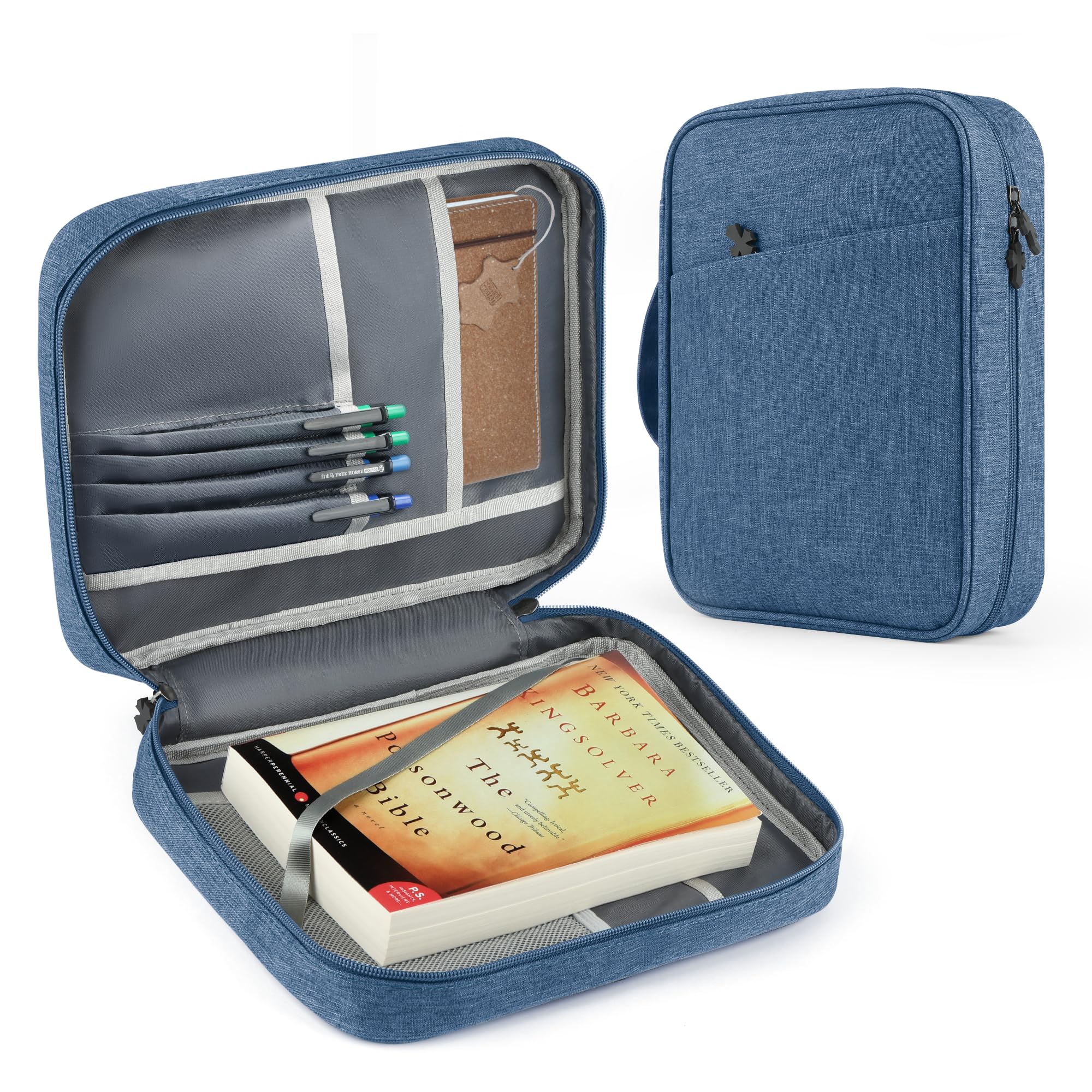 MOSLA Bible Cover Bag with for Women Men, Scripture Study Carrying Book Cover Church Bag with Handle and Pocket for Fathers Mothers Mom Kids, Catholic