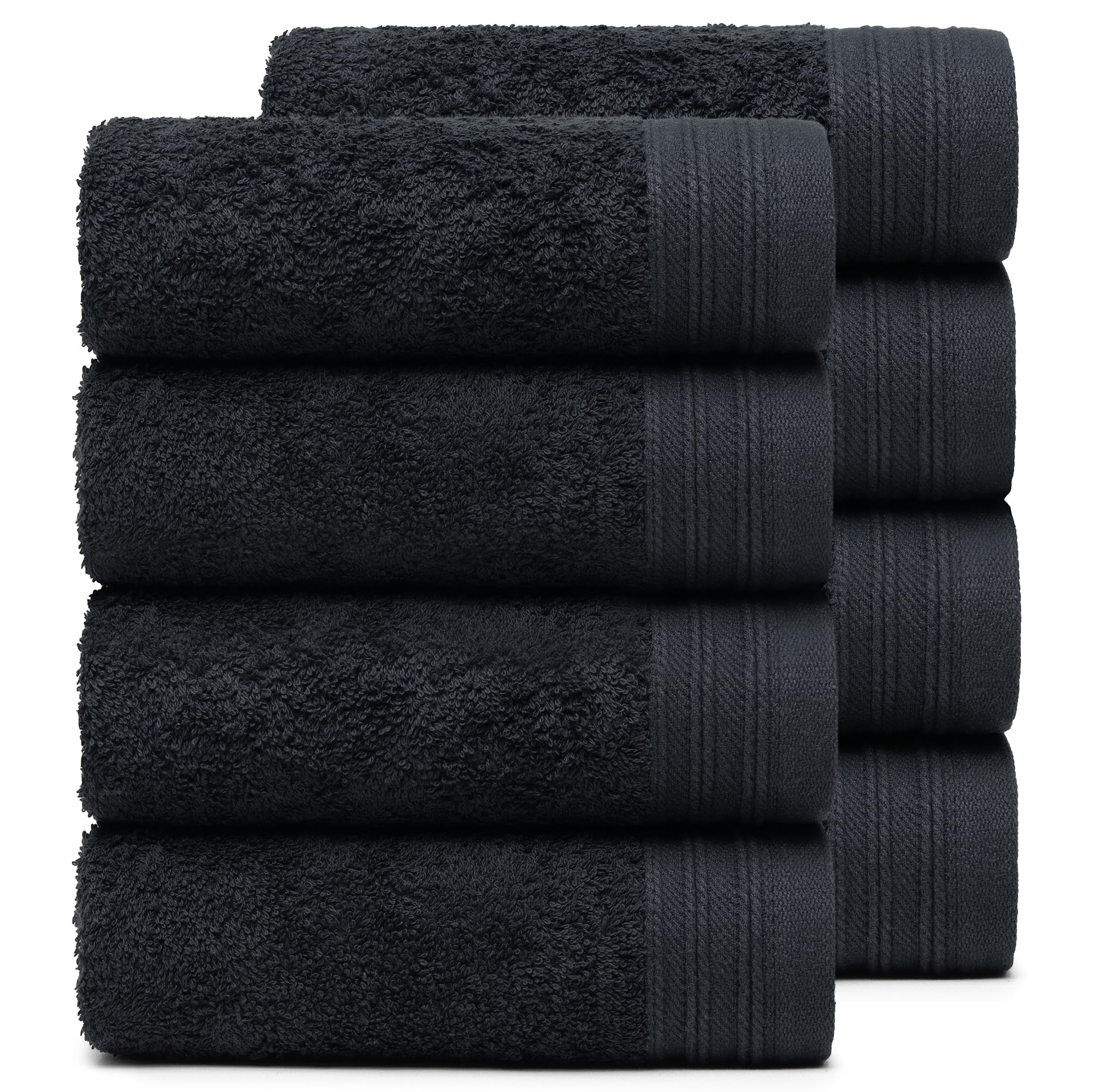 Juego de 8 toallas de mano prémium de 18 x 30 pulgadas, color: negro, 100% algodón, 8 toallas de mano ultra suaves y altamente absorbentes para baño, gimnasio, hotel, spa, lavable a máquina