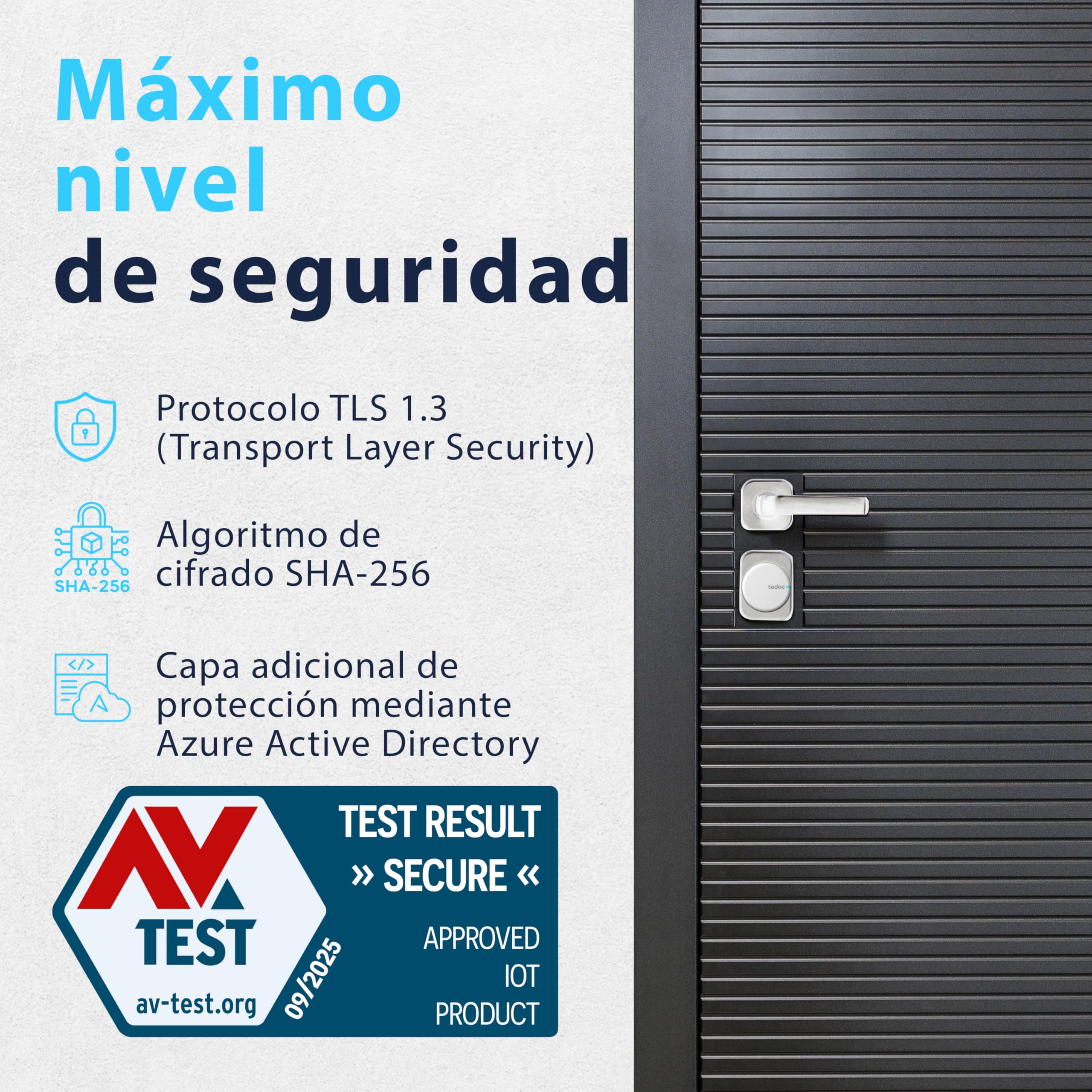 Tedee GO2 Alu Cerradura Inteligente Retrofit para La Puerta, Cerradura Digital con Bloqueo Automático y App, Seguridad Smart lock Acceso sin Llave | Alexa, Google Home, Apple, SmartThings | Matter