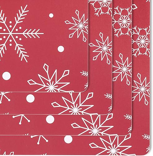 Miniatura 2 de KAF Home Juego de 4 manteles individuales de corcho de 16 x 12 pulgadas (rojo copos de nieve)