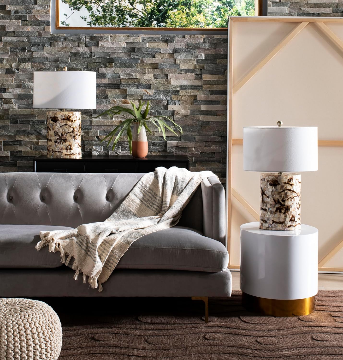 Safavieh Home Collection Angelo Round White and Gold Side Table