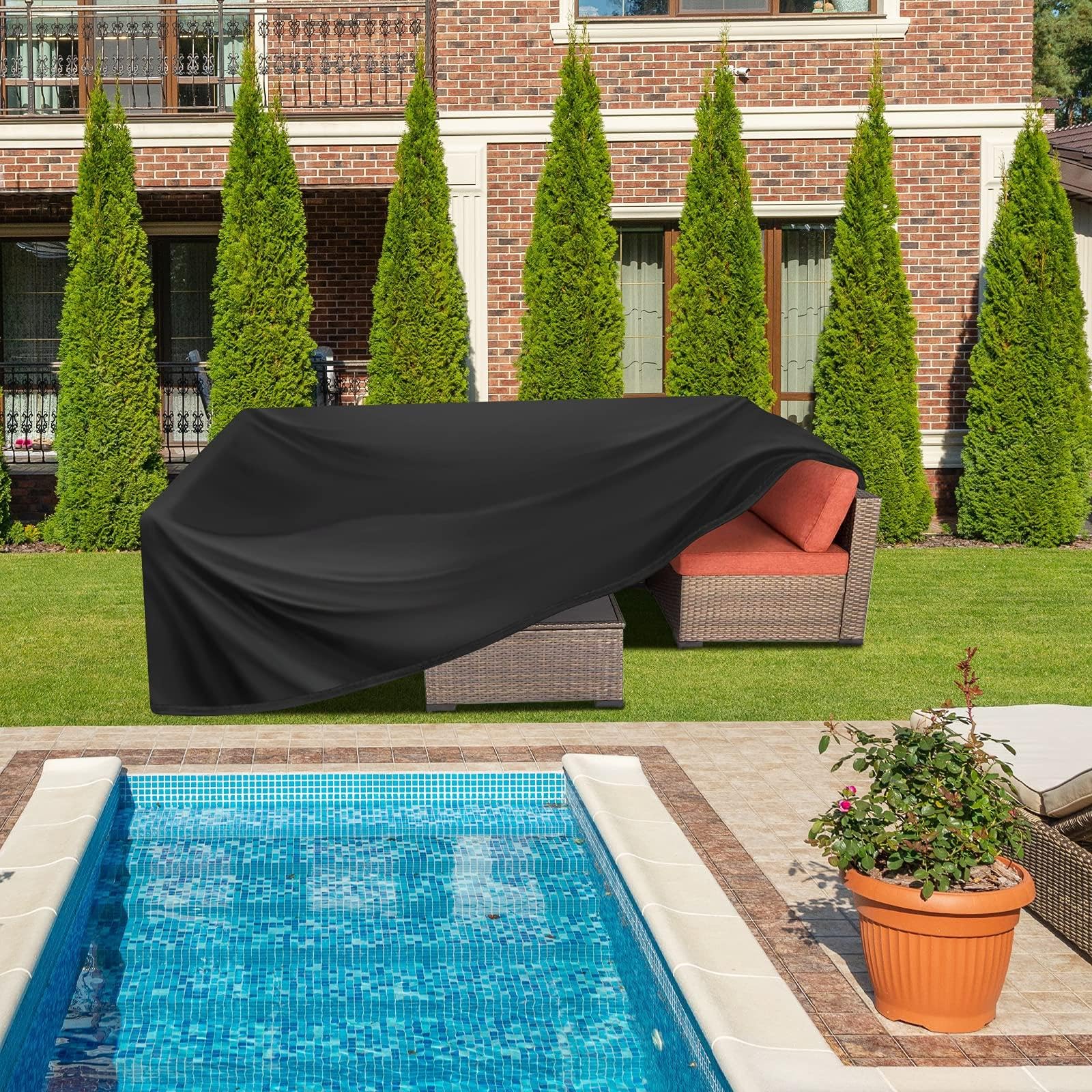 Pokrowiec na stół na zewnątrz 45 x 45 x 45 cm – ochrona przed promieniowaniem UV 420D tkanina Oxford, ochraniacz na futro ogrodowe, wodoodporny pokrowiec na stół na patio, osłona na zewnątrz