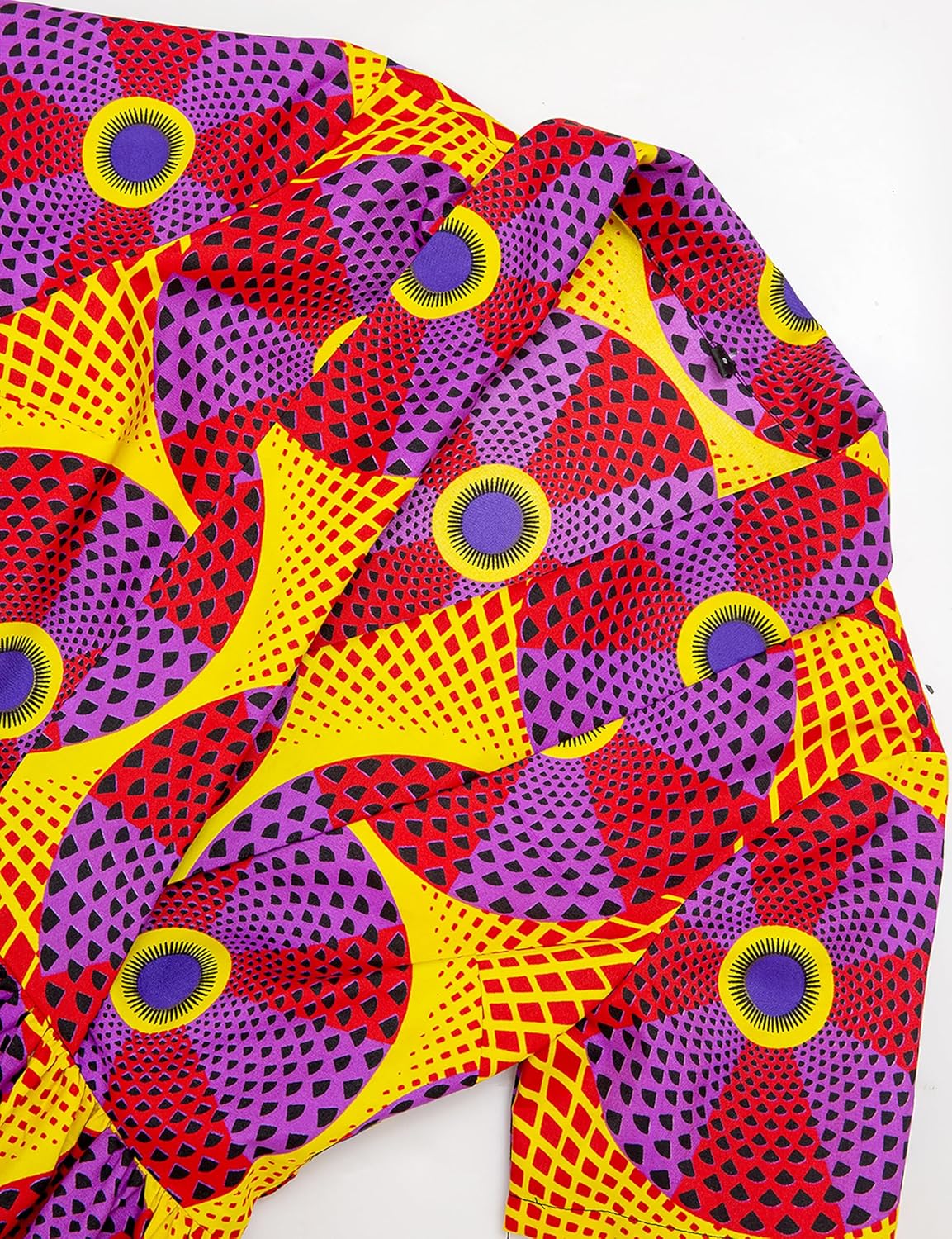 SHENBOLEN Women African Floral Print Dress Ankara Wax Short Sleeve Dresses - Image 3