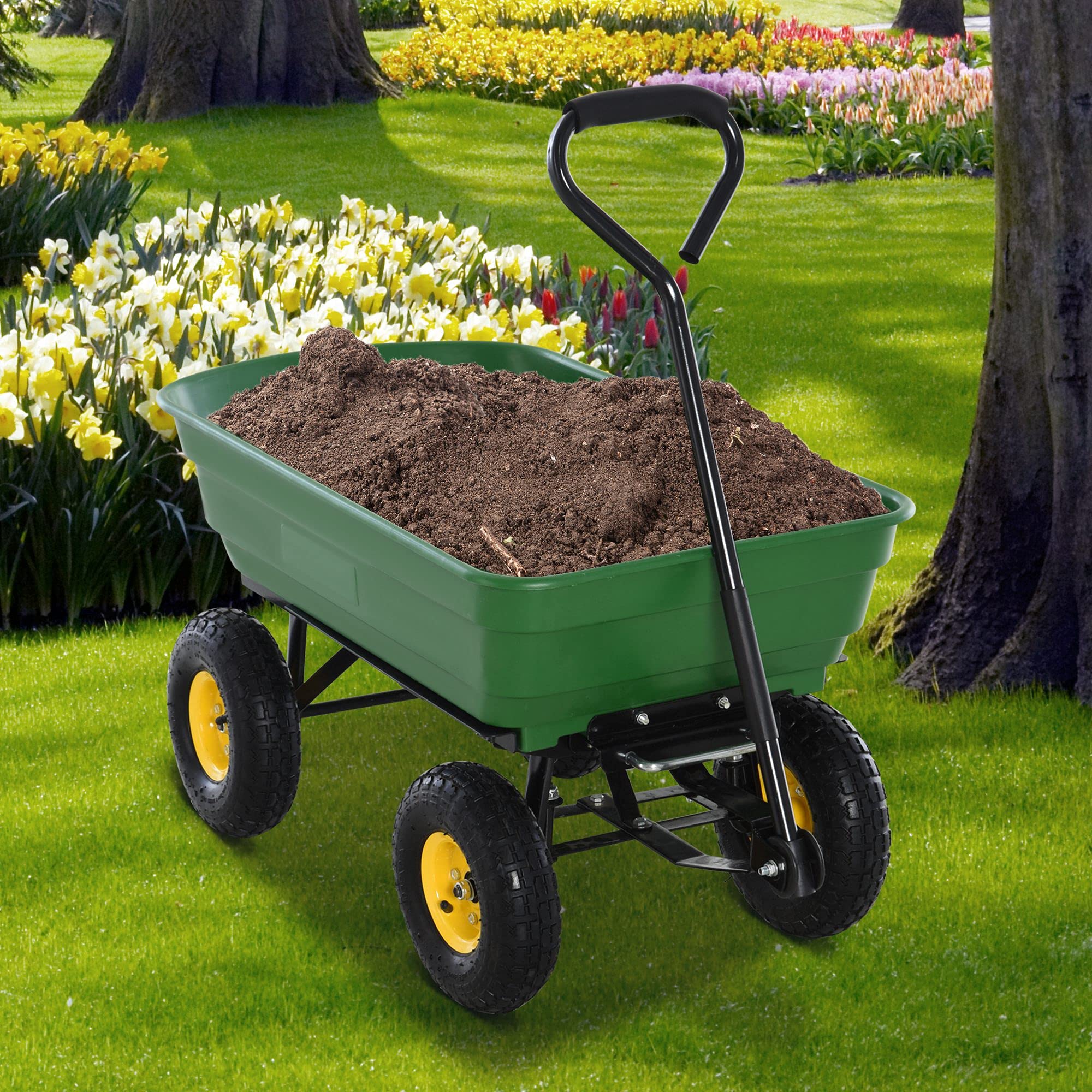 HOMCOM Chariot de Jardin a Main Garden cart Truck cuve basculante Max. 250 Kg
