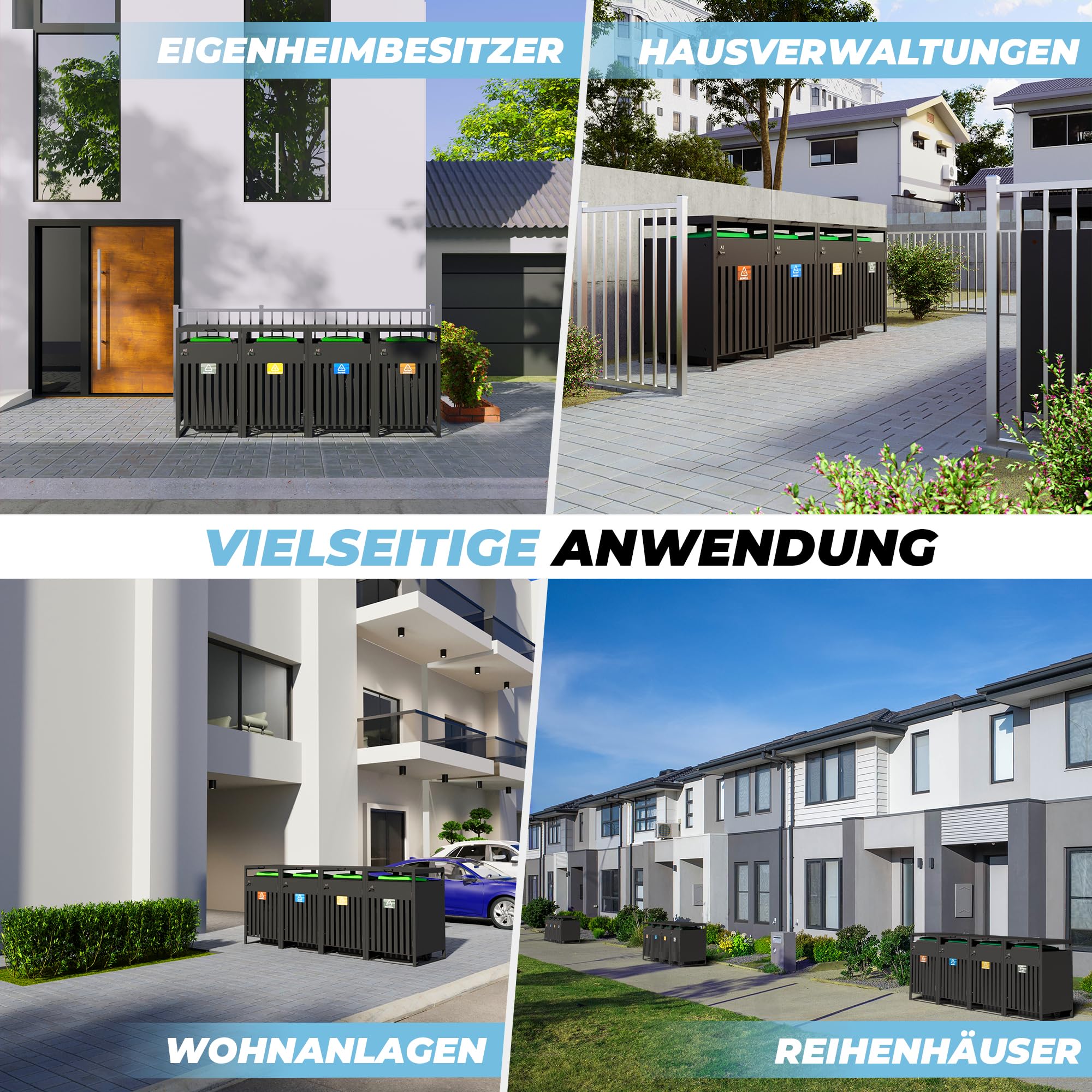 ALL Premium Mülltonnenbox 1er – Abschließbar & wetterfest, für Garten, Hof & Straße, beliebig erweiterbar, legierter Stahl robust & langlebig