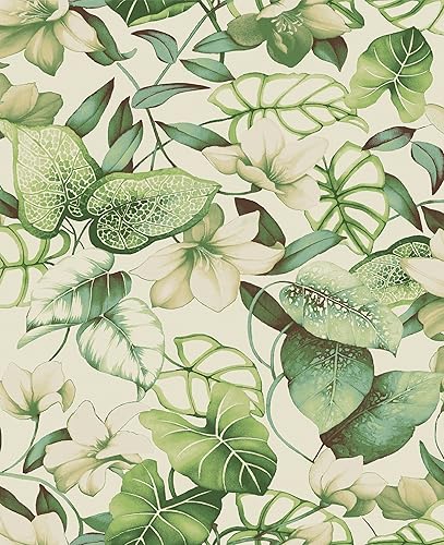 Tommy Bahama Surface Style - Papel tapiz para despegar y pegar, papel tapiz floral para dormitorio, tocador, cocina, vinilo, cobertura de 30.75 pies